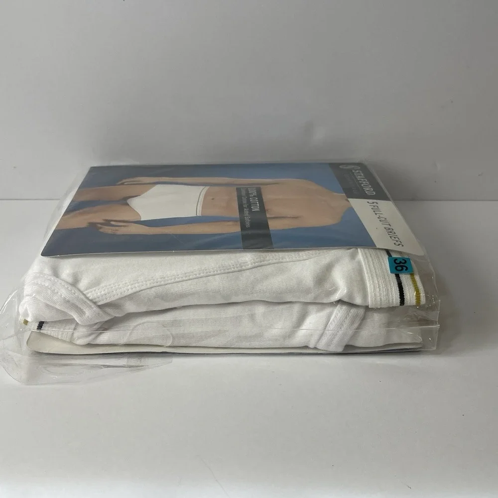 Stafford Men's 5-Pack 100% Cotton Full Cut Briefs Whitey Tighty L 36-38 NOS
